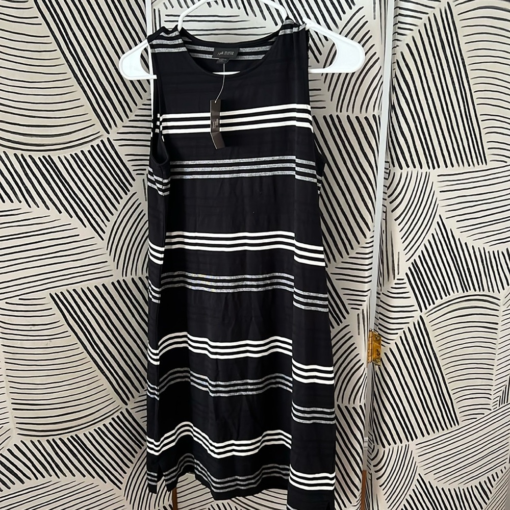 NWT J Jill Black Striped Mini Dress